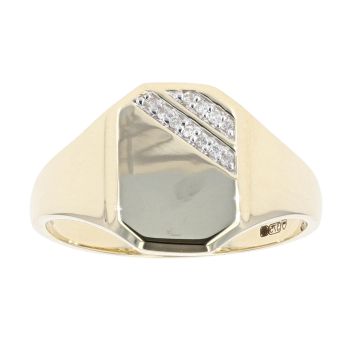 9ct Yellow Gold Octagonal 0.05ct Diamond Signet Ring