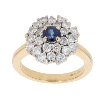 18ct Yellow Gold 1.20ct Diamond And Sapphire Cluster Ring