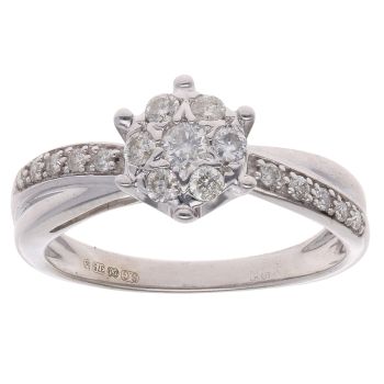 9ct White Gold 0.25ct Brilliant Cut Diamond Cluster Ring