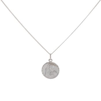 Silver Jesus Medal Pendant And Chain 18" By Icesia