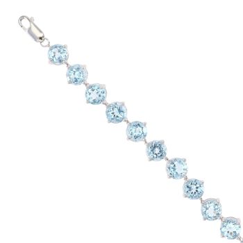 9ct White Gold Blue Topaz Bracelet 8"