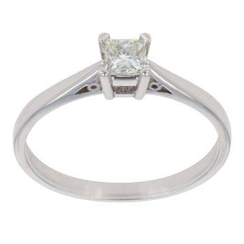 18ct White Gold 0.33ct Princess Cut Diamond Solitaire Ring