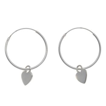 Silver Heart Drop Hoop Earrings by Icesia