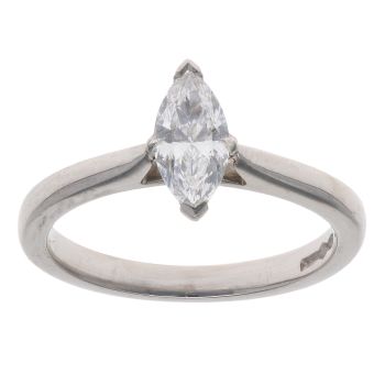 Platinum 0.45ct Marquise Cut Diamond Solitaire Ring