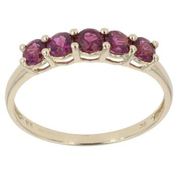 9ct Yellow Gold Five Stone Garnet Ring