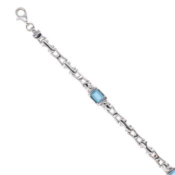 18ct White Gold Blue Topaz Bracelet 7.5"