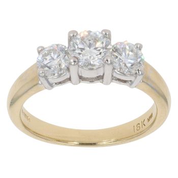 18ct Yellow Gold 1.48ct Brilliant Cut Diamond Trilogy Ring