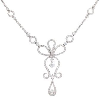 18ct White Gold 1.00ct Diamond Drop Pendant 16"
