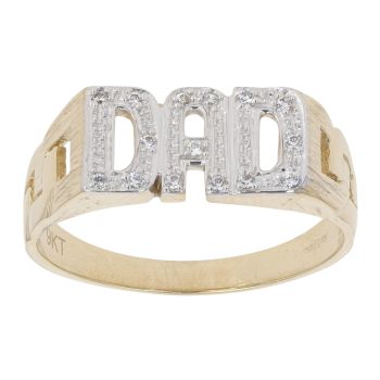 9ct Yellow Gold Cubic Zirconia 'DAD' Ring