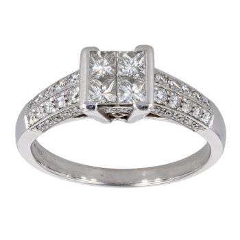 18ct White Gold 0.75ct Diamond Cluster Ring