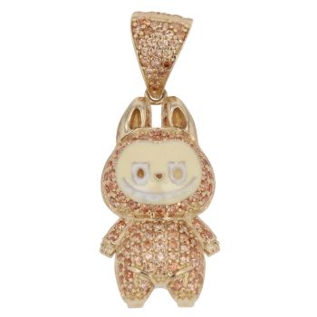 14ct Yellow Gold Brown Gemstone Bunny Pendant