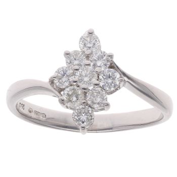 18ct White Gold 0.55ct Brilliant Cut Diamond Cluster Ring