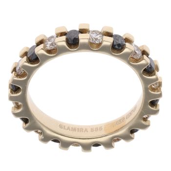 14ct Yellow Gold 0.90ct Diamond and Sapphire Eternity Ring