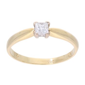 18ct Yellow Gold 0.25ct Diamond Princess Cut Solitaire Ring