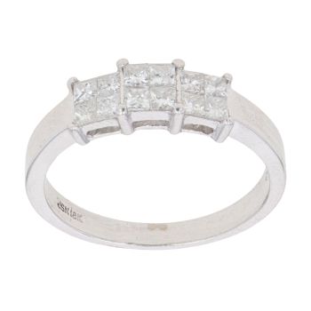 18ct White Gold 0.70ct Princess Cut Diamond Cluster Ring