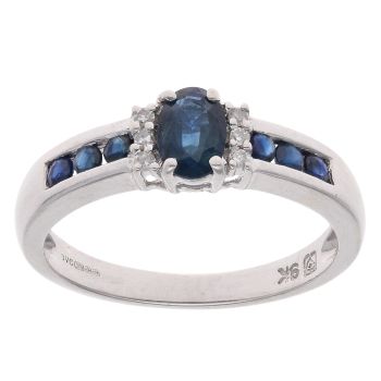 9ct Yellow Gold 0.05ct Diamond and Sapphire Dress Ring