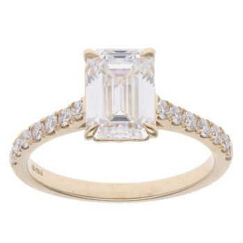 Lab Grown 9ct Yellow Gold 2.65ct Emerald Cut Diamond Solitaire Ring