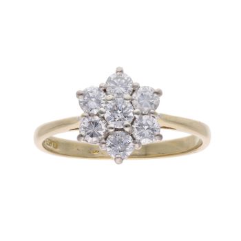 18ct Yellow Gold 0.75ct Diamond Cluster Ring