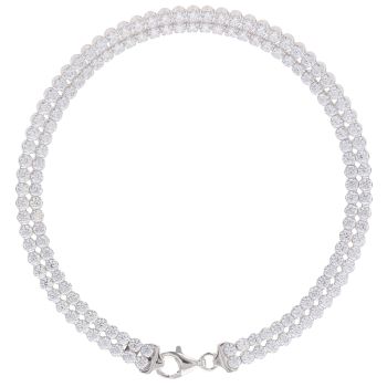 Silver Duo Cubic Zirconia Tennis Bracelet 7.5" By Icesia