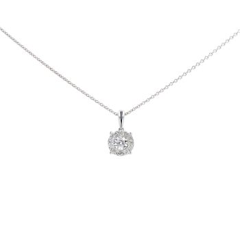 9ct White Gold Diamond Cluster Pendant And 16" Chain by Anya Belle