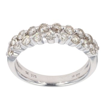 9ct White Gold 0.90ct Diamond Two Row Eternity Ring