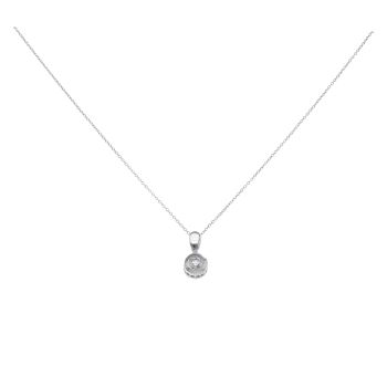 18ct White Gold 0.45ct Brilliant Cut Diamond Pendant And Chain 18"