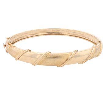 9ct Yellow Gold Patterned and Textured Hinged Bangle