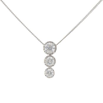 9ct White Gold 0.50ct Diamond Pendant And Curb Chain