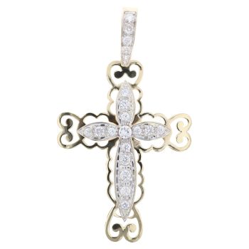 9ct Yellow Gold Cubic Zirconia Cross Pendant