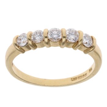 18ct Yellow Gold 0.50ct Brilliant Cut Diamond Five Stone Ring