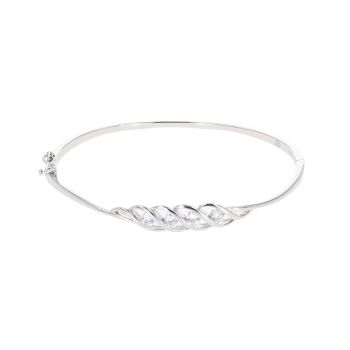 Silver Cubic Zirconia Twist Bangle by Icesia