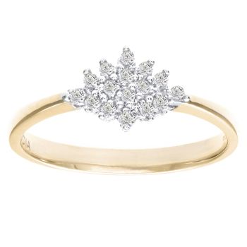 9ct Yellow Gold Diamond Cluster Ring