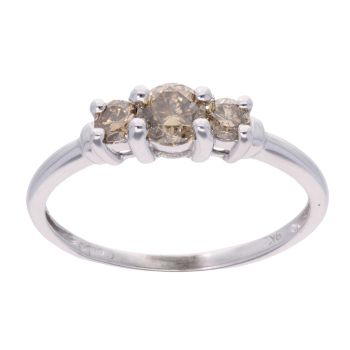 9ct White Gold 0.50ct Champagne Diamond Trilogy Ring