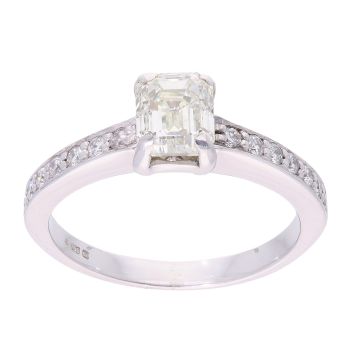 18ct White Gold 1.30ct Emerald Cut Diamond Solitaire Ring