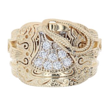 9ct Yellow Gold Cubic Zirconia Saddle Ring