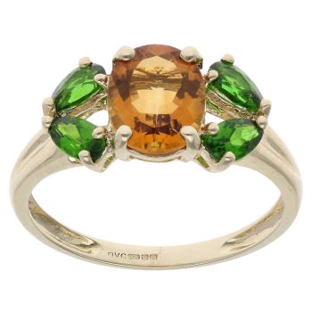 9ct Yellow Gold Citrine and Diopside Fancy Ring