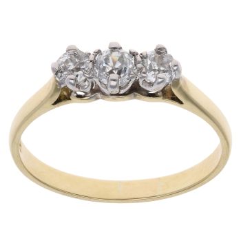 18ct Yellow Gold 0.54ct Brilliant Cut Diamond Trilogy Ring
