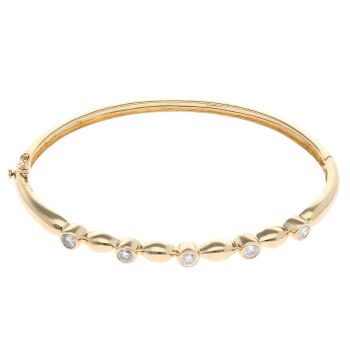 18ct Yellow Gold 0.65ct Diamond Hinged Bangle