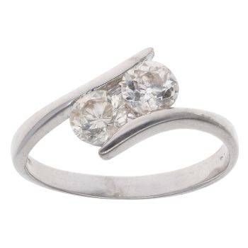 18ct White Gold 1.00ct Brilliant Cut Diamond Two Stone Ring