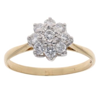 18ct Yellow Gold 0.45ct Brilliant Cut Diamond Cluster Ring
