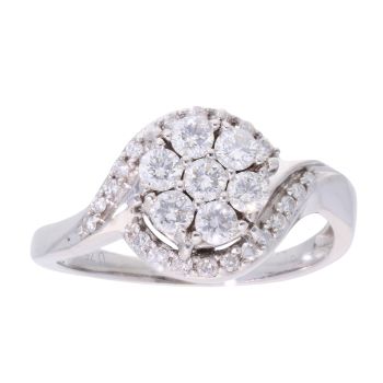 18ct White Gold 0.75ct Diamond Cluster Ring
