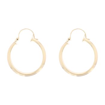 9ct Yellow Gold Flat Textured Hoop Earrings
