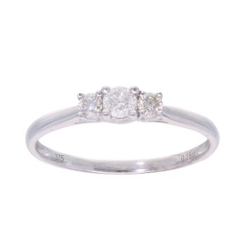 9ct White Gold 0.25ct Diamond Trilogy Ring