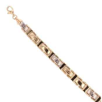 14ct Yellow and White Gold Greek Key Bracelet 8"