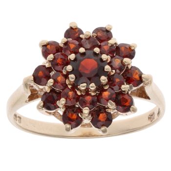 9ct Yellow Gold Garnet Cluster Ring
