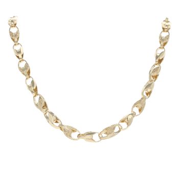 9ct Yellow Gold Patterned And Plain Tulip Chain 20"