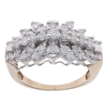 9ct Yellow Gold 1.20ct Three Row Diamond Ring