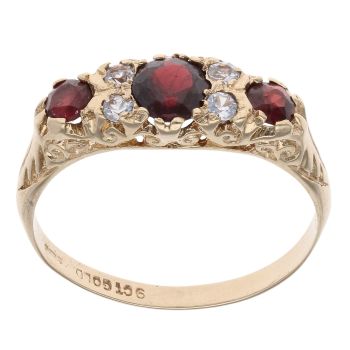 9ct Yellow Gold Cubic Zirconia and Garnet Dress Ring
