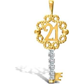 9ct Yellow Gold Cubic Zirconia 21 Key Pendant