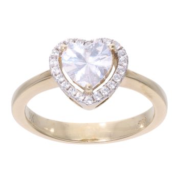 9ct Yellow Gold Cubic Zirconia Heart Cluster Ring